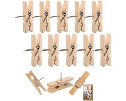 Houten Klemmetjes met Prikkers 100 Stuks Natuurlijk voor Prikborden en Knutselwerk — afbeelding 1