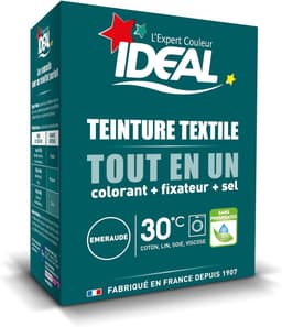 IDEAL All in One Textile Dye 230g Emerald – Complete Textielverf met Fixatief & Zout – Diep Smaragdgroen – Voor Katoen, Linnen & Viscose – 40°C – Made in France — thumbnail 1