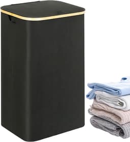 Wasmand Opbergen - Kledingbak Tas - Ruimte Besparen - Verwijderbare Binnenbak - 73x40x33 cm - Zwart — thumbnail 1
