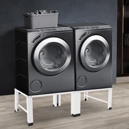 Dubbel wasmachine-onderstel - Wasmachinekast staal - Ruimtebesparing Bijkeuken - Dubbele Draagkracht - 126x54x32 cm - Wit — thumbnail 2