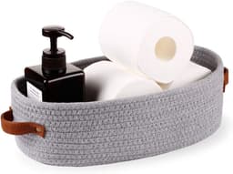 OLOEY Opbergmand-geweven decoratieve mand-geschikt voor aanrechtbladen en plankjes boven het toiletreservoir-met handvatten — thumbnail 1