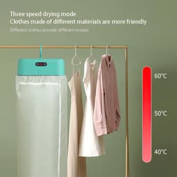Draagbare elektrische wasdroger, opvouwbaar droogrek voor babykleding met 3 snelheidsstanden, reisvriendelijke hangende wasdroger met digitaal display — thumbnail 3