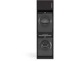 Wasophoogte® Wasmachine Kast Sydney - Wasmachine verhoger - Wasmachine ombouw - 700(D)*665(B)*2350(H) mm - Zwart