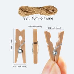 Mini Houten Knijpers met Jute Touw voor Foto's en Decoratie — thumbnail 4