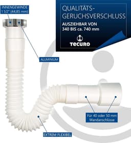Flexibele Sifon Verlengstuk 1 1/2 inch voor Keukenafvoer en Apparaat - Uittrekbaar Ø40/50 mm — thumbnail 5