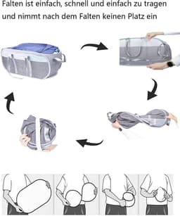 Large Foldable Laundry Baskets with Handle, Pop Up Portable Laundry Basket, Foldable Space-Saving Laundry Hamper, Removable, Dirty Clothes, Storage Basket, Grey — thumbnail 5