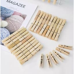 100 stuks houten wasknijpers - RVS veer - glad geschuurd - verstevigde knijpkop - 6 cm - houtkleur — thumbnail 3