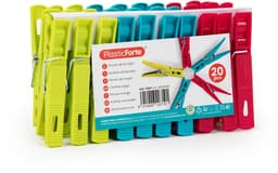 Plasticforte Wasknijpers - 20x stuks - felle kleuren mix - kunststof - 7 cm - Was ophangen — thumbnail 1