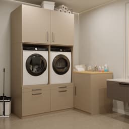 Wasophoogte® Wasmachine Kast Hong Kong - Wasmachine verhoger - Wasmachine ombouw - 700(D)*2030(B)*2350(H) mm - Taupe — thumbnail 2