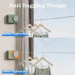 Drooglijn voor buiten - PVC waslijndraad met stalen kern - Waslijn Uittrekbaar - Drooglijnen - Waslijn Camping -Roldrooglijn - Waslijn extra sterk - Groen — thumbnail 3