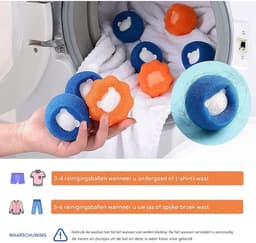 TOVBMUP 8 wasballen - Haaropvangballen - Wasmachinehaaropvangballen - Herbruikbaar - Haarafstotende wasballen - Huisdierhaaropvanger - Vermindert klitten in kleding — thumbnail 2