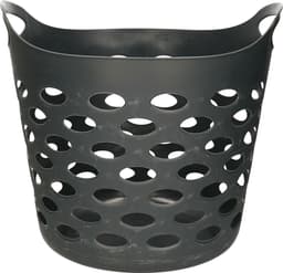 5Five Flexibele wasmand/opbergmand - rond - donkergrijs - 28 liter - D40.5 x H38 cm — thumbnail 3