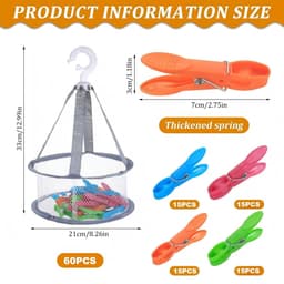 IMPERATORIS® Wasknijpers Kunststof - Waslijnklemmen - Extra Sterk - Soft Grip - Laat Geen Afdruk Achter - Weerbestendig - Set van 60 - Groen, Oranje, Roze, Blauw — thumbnail 3