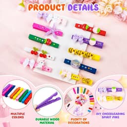 50 Stuks Cheer Spirit Clips met Houten Wasknijpers en Decoratieve Ornamenten voor Cheerleaders — thumbnail 2