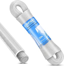 Robuste buitenwaslijn 30 m - Supersterke waslijn met stalen kern - Draagvermogen 220 kg, roestvrij en waterdicht — thumbnail 5