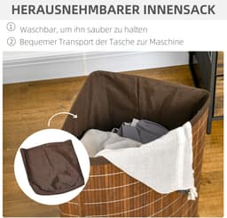HOMCOM Wasmand Bamboe 38L x 38B x 57H cm Bruin — thumbnail 5