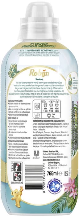 Robijn – Wasverzachter – Kokos Sensation – 765 ml - Voordeelverpakking - 2 stuks — thumbnail 4