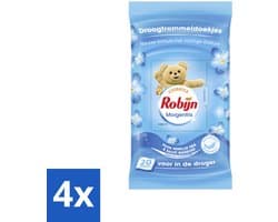 4 x Robijn - Morgenfris - Droogtrommeldoekjes - 20 Doekjes - Droogtrommeldoekjes - Wasdroger - Frisse Geur - Zachte Kleding - Kreukvrij