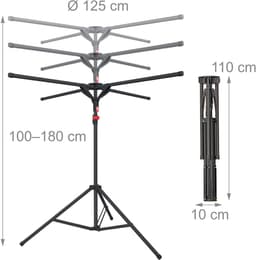 Droogrek inklapbaar - hoogte verstelbaar 100-180 cm - zwart — thumbnail 4
