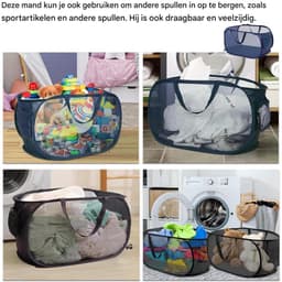 EXCITAT 2 stuks - Opvouwbare wasmand - Opvouwbaar - Wasmand met rooster - Geschikt voor kleine appartementen, slaapzalen, hotels, campings - 58*36*36cm — thumbnail 3