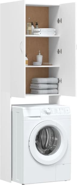 WNHB® Wasmachine Ombouw Kast – Verhoger & Opbergmeubel – Houten Wasmachinekast – Wit – Met Extra Opbergruimte — thumbnail 1