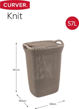 Curver Knit Wasmand met deksel - 57L - Bruin — thumbnail 2