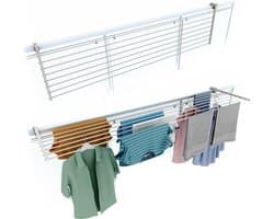 Foxydry Duo 202 cm balkon droogrek - wit - rechthoekige reling — afbeelding 1