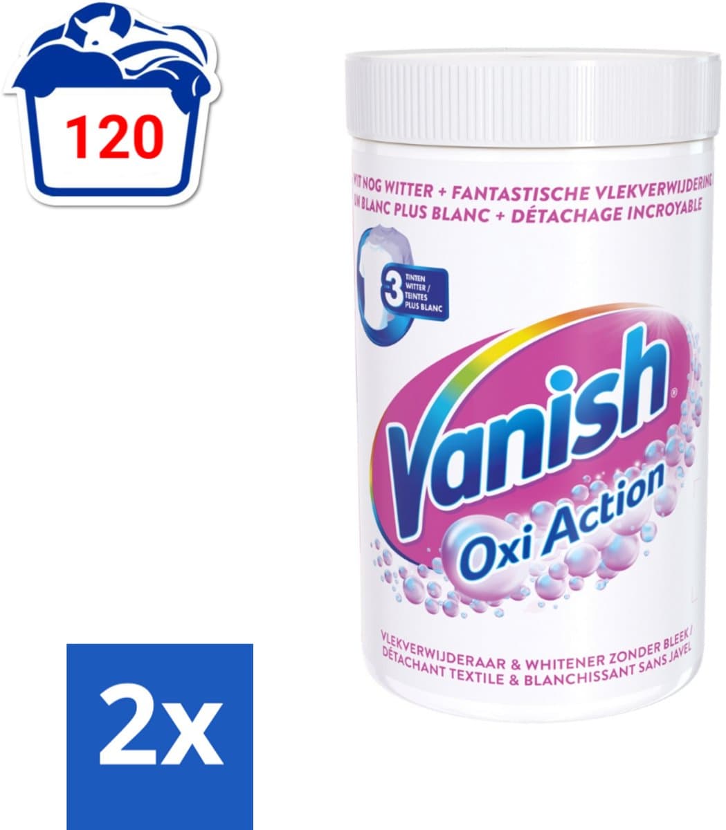 Vanish Oxi Action - Vlekkenverwijderaar Poeder - Zonder Bleek - Witte Was - 1.5 Kg - Voordeelverpakking - 2 stuks — afbeelding 1