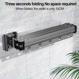 Opvouwbaar droogrek voor kleding - wandmontage - 126 cm - donkergrijs - aluminium — thumbnail 2