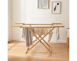 Droogrek Fakala wasrek staand inklapbaar 154x59x82 cm naturel en wit [en.casa]