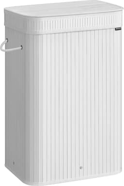 SONGMICS Wasmand met deksel, wasmand van bamboe, afneembare en machinewasbare waszak met handgrepen, 72 liter, voor wasruimte, slaapkamer, woonkamer, wolkwit — thumbnail 1