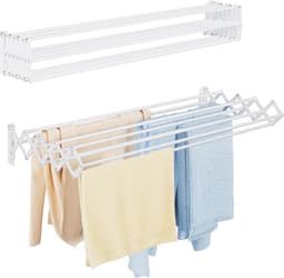 Uittrekbaar wandwasrek voor binnen en buiten - ruimtebesparend droogrek voor bijkeuken, badkamer en balkon (80 cm) — thumbnail 1