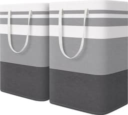 Grote wasmand - 75 liter - set van 2 - grijs - opvouwbaar — thumbnail 1
