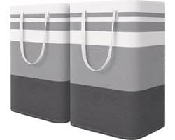 Grote wasmand - 75 liter - set van 2 - grijs - opvouwbaar