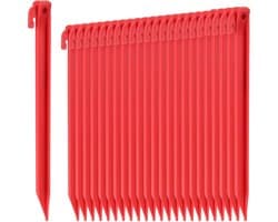 24x Kunststof Grondankers - Camping Tuin Strand - Haringtrekkergat - Rode Grondankers 30 cm