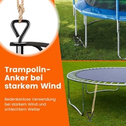 Trampolineankers set van 4 - Trampolinepalen met riemen en T-haken - Bestand tegen sterke wind - Grondankers heavy duty - Ideaal voor trampoline tent - Luifel schuur. — thumbnail 2