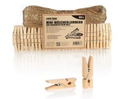 Mini Wasknijpers 120 Stuks met Jute Touw voor Decoratie van Foto's en Collages