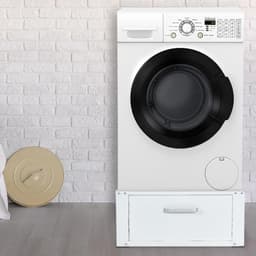 Thuys – Wasmachine Verhoger – Met Lade – Sokkel Met Laadcapaciteit tot 150 KG – Kast – Ombouw – Wasmachineverhoger – 63 x 31.5 x 54 cm – Wit — thumbnail 5