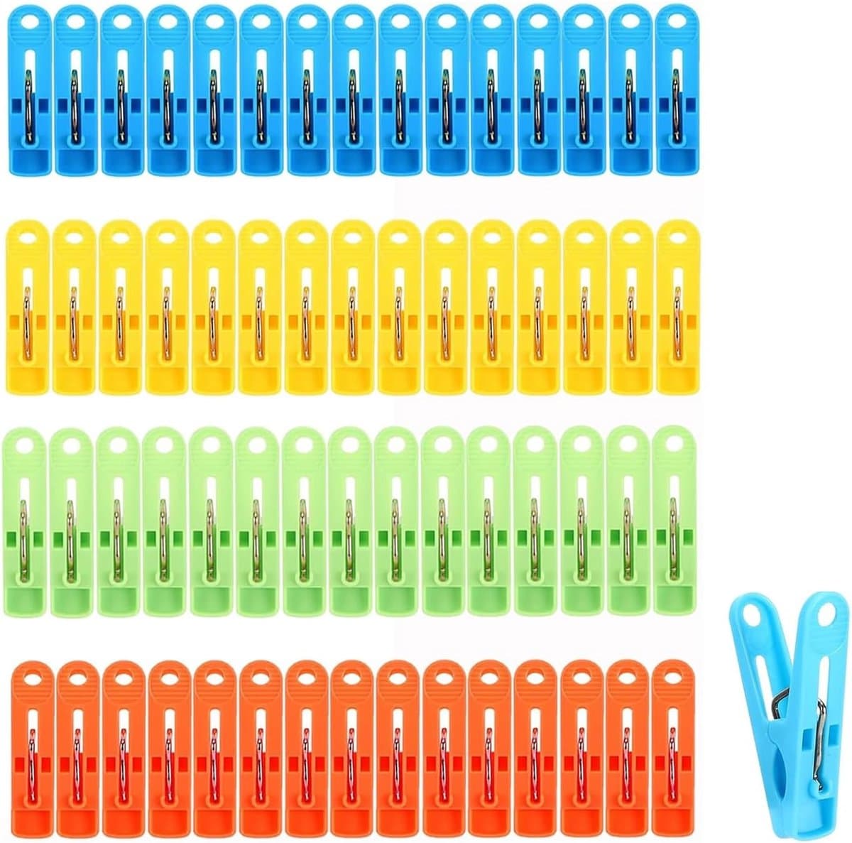 60 Wasknijpers in Kleurrijke Kleuren - Kunststof Wasclips voor Kleding, Sokken en Meer — afbeelding 1