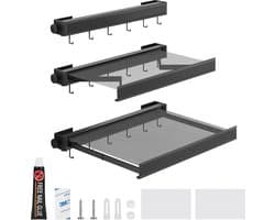 Inklapbaar Droogrek 45 cm voor aan de Wand - Ruimtebesparend met Haken voor Sokkel en Ondergoed - Aluminium, Roestbestendig