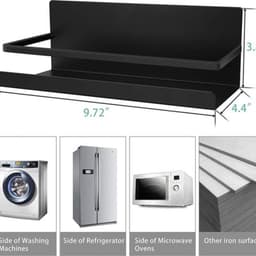 Koelkastrek hangrek magneet kruidenrek met plank keukenrek zwart - 2 stuks Wasmachine rek — thumbnail 3