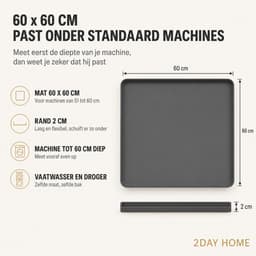 2DayHome - Lekbak Wasmachine 60x60 cm - Siliconen Opvangbak - Voor Machines tot 60 cm Diep - Incl. 21 Lekindicator Stickers - Vaatwasser en Droger — thumbnail 4