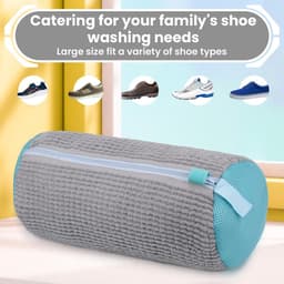 Waszak voor schoenen, herbruikbare waszak, wasmachine, 360° reiniging, grijze schoenen tas, 2 stuks, ideaal voor sneakers en sportschoenen — thumbnail 3