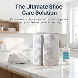 Schoenwaszak, 2-in-1 tas voor schoenen met vezelreiniging, 360 graden, verborgen rits, herbruikbaar en bescherming voor sportschoenen en sneakers — thumbnail 2