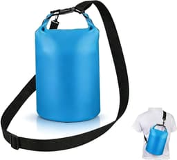 Tas, lichtgewicht, draagbaar, met 1 lange verstelbare schouderbanden, drijvend, voor kajakken, kamperen, raften en wateractiviteiten (blauw) — thumbnail 1