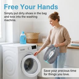 Waszak voor Schoenen, 2 Stuks, Wasmachine Bestendig, Sneakers, Sportschoenen, Herbruikbaar, Met Verborgen Rits, 39 x 19 cm, Grijs — thumbnail 2