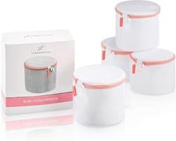 Set van 4 Wasnetten voor Beha's - Roze - 17 cm x 15 cm - Zacht Gevoerd met Ritssluiting - Voor Ondergoed en Lingerie