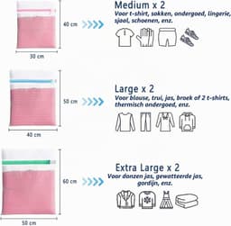 Wasserij Zak - 40 x 50 cm - 6 Stuks Wasnetjes - Scheurbestendig Polyester - Voor Delicate Kleding — thumbnail 1