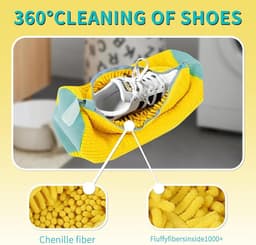 2 Stuks Schoenwaszak, Schoenwaszak voor Wasmachine Upgrade met 360° Reiniging en Ritssluiting, Schoenenwaszakken Herbruikbaar, Waszakken voor Schoenen, Wassen tas Sneakers, 39x19cm(Geel) — thumbnail 5