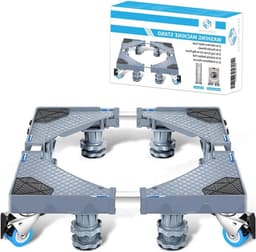 Wasmachine Verhoger - Onderstel Wasmachine - Apparaten Verplaatsen - 8 Poten 4 Wielen - 500 kg - Grijs — thumbnail 1